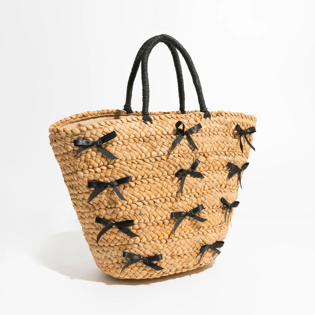 Coquette Butterfly Straw Tote Bag