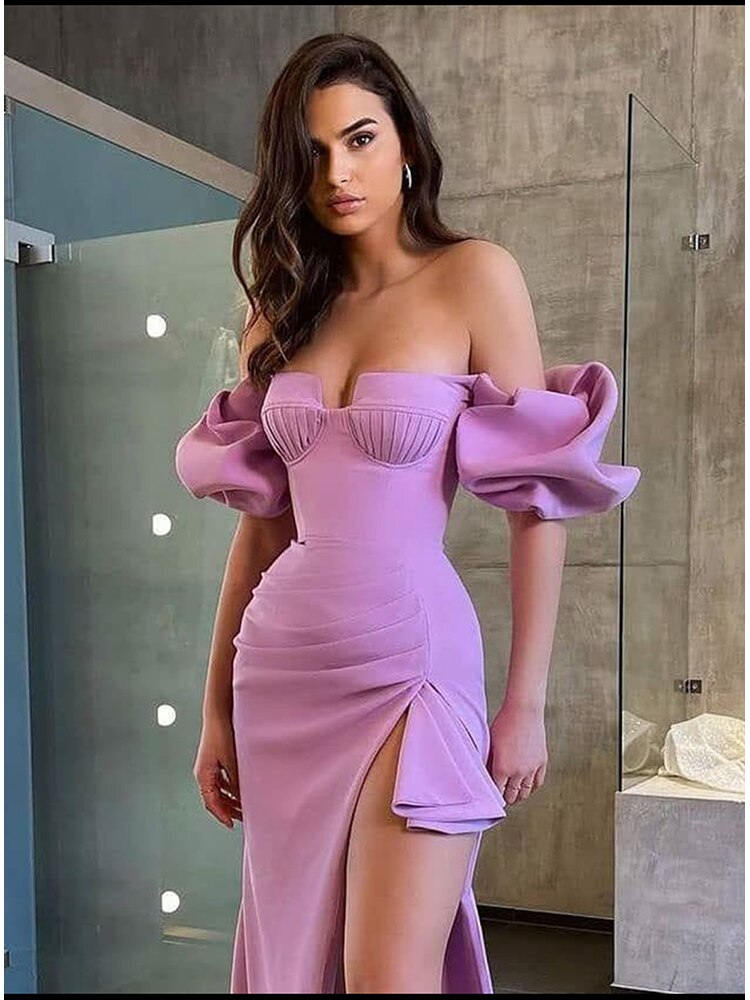 Sexy Off Shoulder Puff Sleeve Midi Dress | SweetCaro Hawaii Sexy Off Shoulder Puff Sleeve Midi Dress | SweetCaro Hawaii