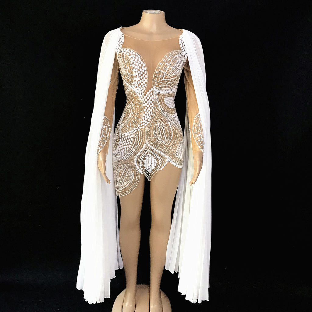 Luxurious Silver White Crystals Dress Sexy Transparent Evening | SweetCaro Hawaii Luxurious Silver White Crystals Dress Sexy Transparent Evening | SweetCaro Hawaii
