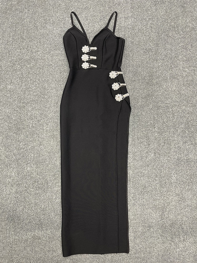 Sexy Spaghetti Strap Bandage Dress with Crystal Diamond
